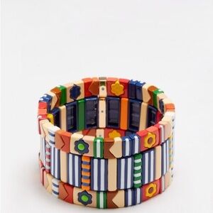 Roxanne Assoulin Set Of Three Prairie Rose Patchwork Bracelets